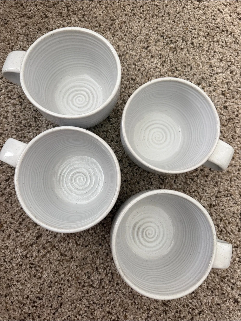 POTTERY BARN Handmade White Ceramic Mugs - Set of 4